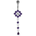 Moving Multi Jeweled Flower Navel Curved Bar Ring - Monster Piercing