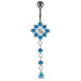 Moving Multi Jeweled Flower Navel Curved Bar Ring - Monster Piercing