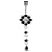 Moving Multi Jeweled Flower Navel Curved Bar Ring - Monster Piercing