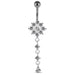 Moving Multi Jeweled Flower Navel Curved Bar Ring - Monster Piercing