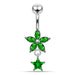 Moving Jeweled Flower and Star Charms Navel Ring - Monster Piercing