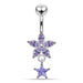 Moving Jeweled Flower and Star Charms Navel Ring - Monster Piercing