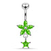 Moving Jeweled Flower and Star Charms Navel Ring - Monster Piercing