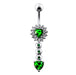 Moving Jeweled Heart Charm Navel Ring - Monster Piercing