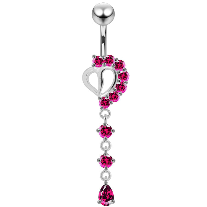 Moving Semi Heart Belly Ring - Monster Piercing