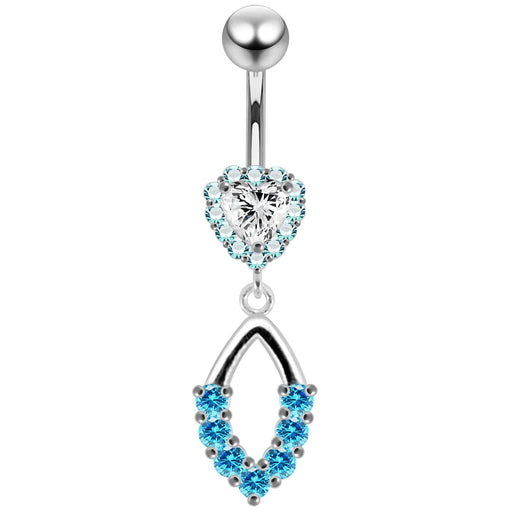 Moving Jeweled Heart Shaped Navel Ring - Monster Piercing