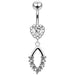 Moving Jeweled Heart Shaped Navel Ring - Monster Piercing