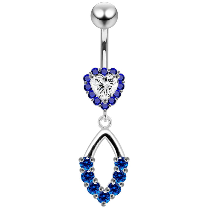 Moving Jeweled Heart Shaped Navel Ring - Monster Piercing