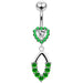 Moving Jeweled Heart Shaped Navel Ring - Monster Piercing