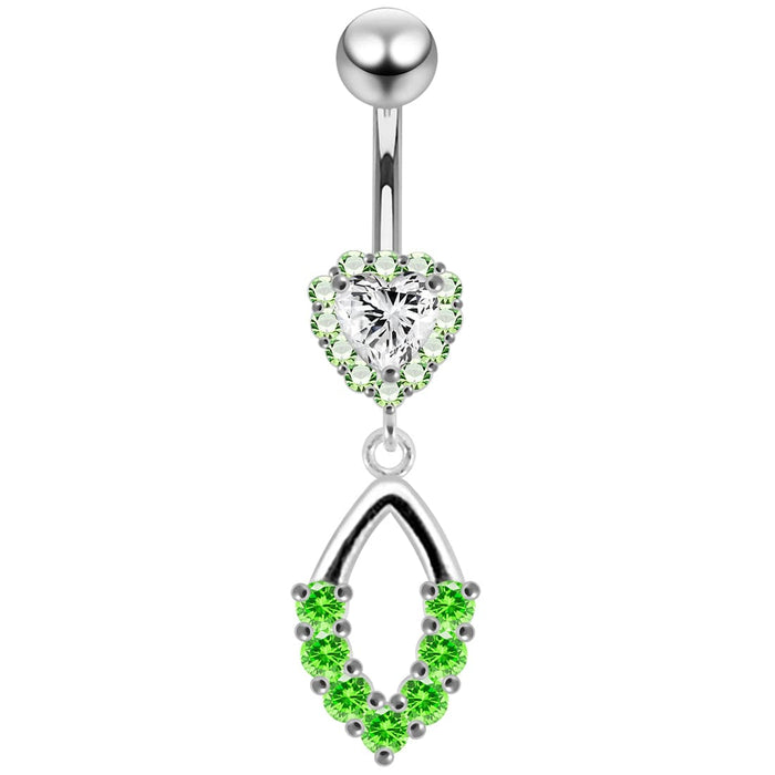 Moving Jeweled Heart Shaped Navel Ring - Monster Piercing