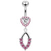 Moving Jeweled Heart Shaped Navel Ring - Monster Piercing