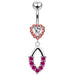 Moving Jeweled Heart Shaped Navel Ring - Monster Piercing