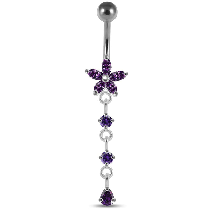 Dangling Flower Navel Belly Body Jewelry - Monster Piercing