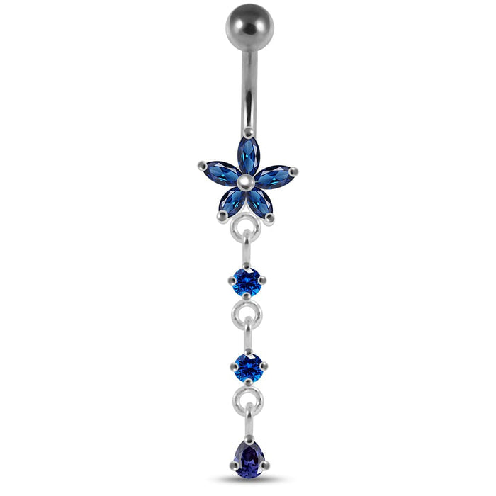 Dangling Flower Navel Belly Body Jewelry - Monster Piercing