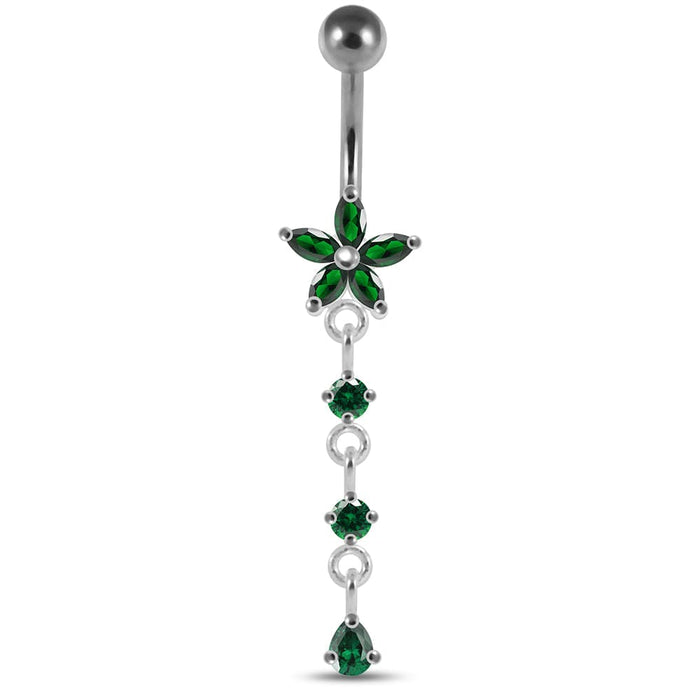 Dangling Flower Navel Belly Body Jewelry - Monster Piercing