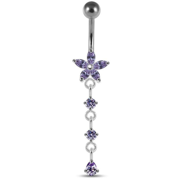 Dangling Flower Navel Belly Body Jewelry - Monster Piercing