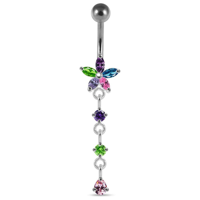 Dangling Flower Navel Belly Body Jewelry - Monster Piercing