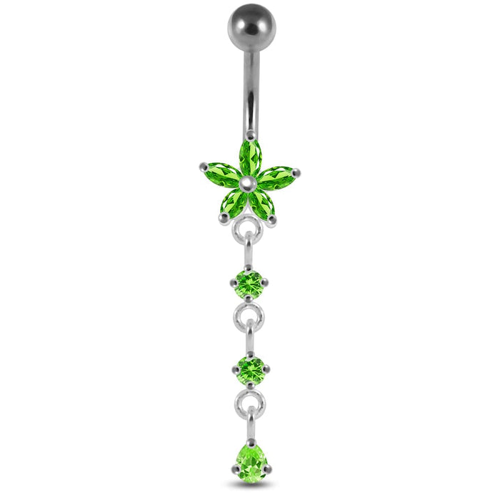 Dangling Flower Navel Belly Body Jewelry - Monster Piercing