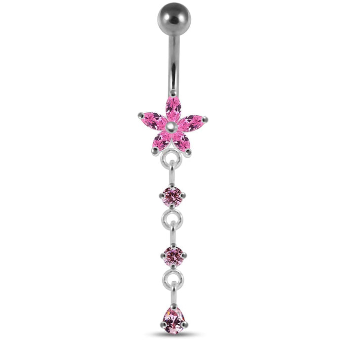 Dangling Flower Navel Belly Body Jewelry - Monster Piercing