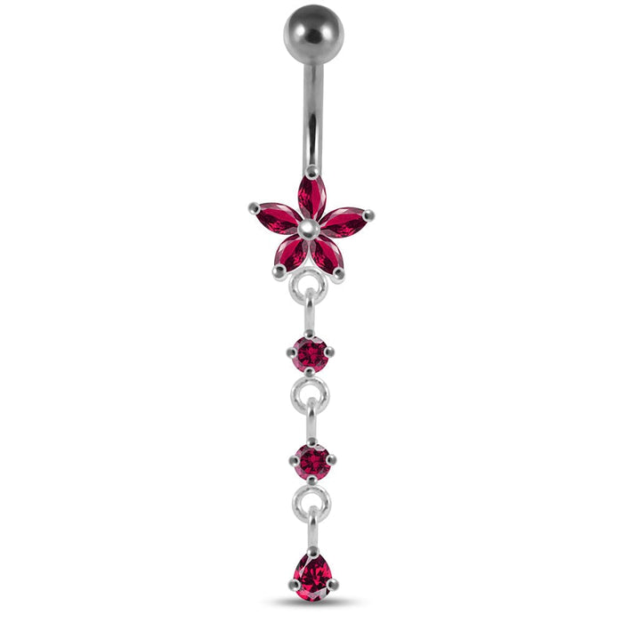 Dangling Flower Navel Belly Body Jewelry - Monster Piercing