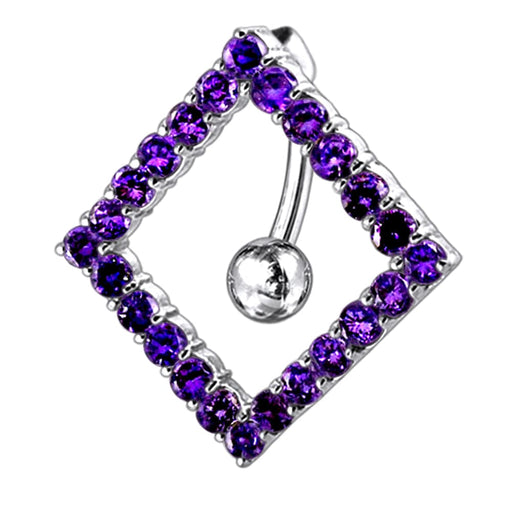 Moving Jeweled Diamond Shaped Belly Ring - Monster Piercing