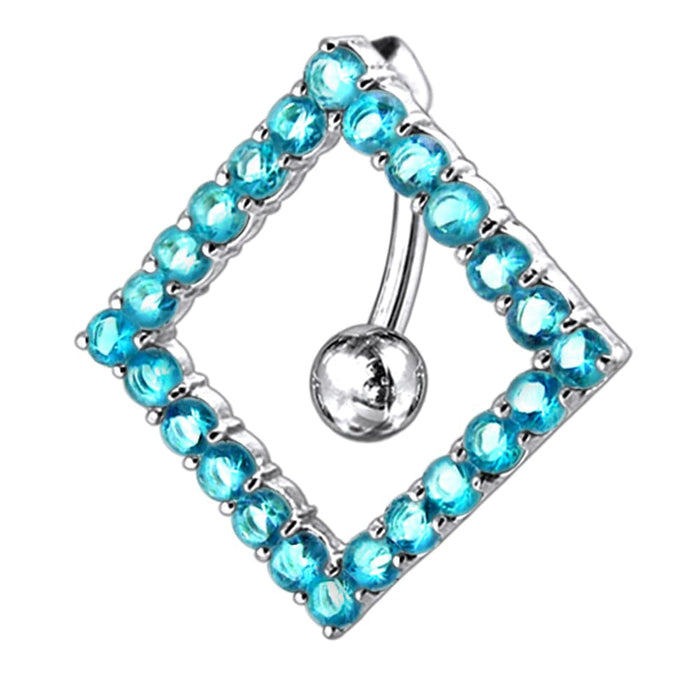 Moving Jeweled Diamond Shaped Belly Ring - Monster Piercing