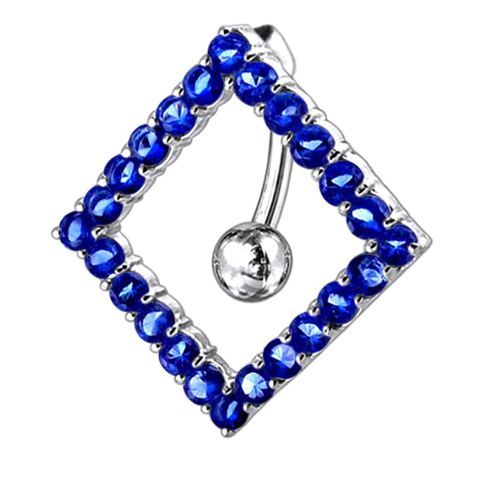 Moving Jeweled Diamond Shaped Belly Ring - Monster Piercing