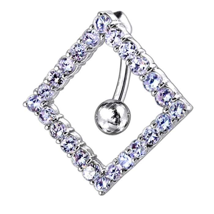 Moving Jeweled Diamond Shaped Belly Ring - Monster Piercing