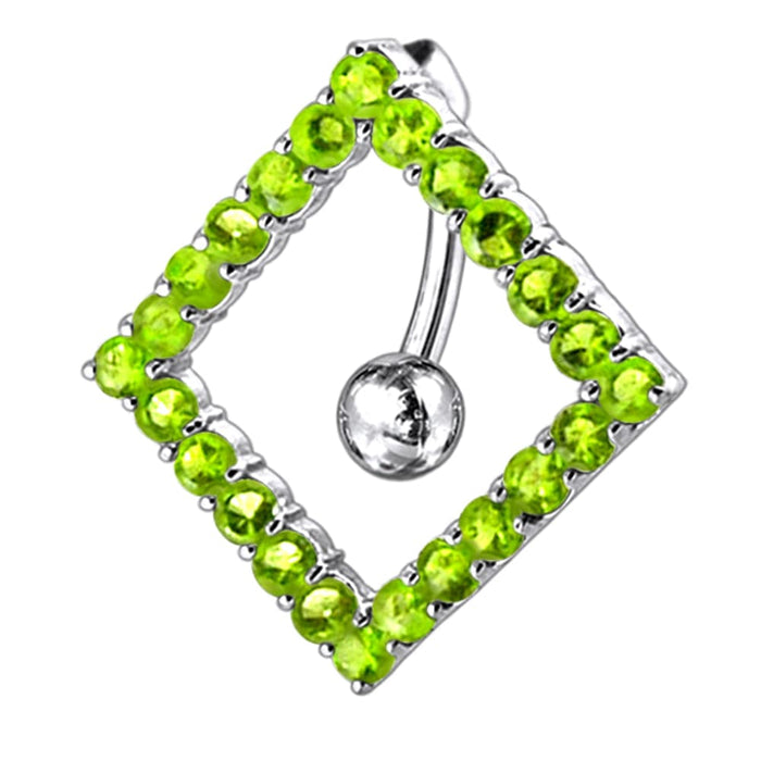 Moving Jeweled Diamond Shaped Belly Ring - Monster Piercing