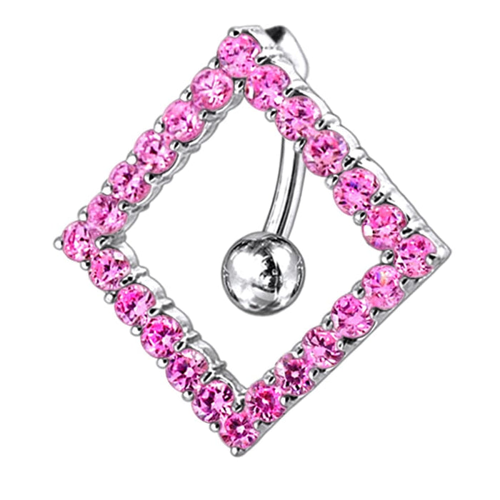 Moving Jeweled Diamond Shaped Belly Ring - Monster Piercing