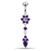 Moving Jeweled Flower Design Belly Ring - Monster Piercing