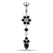 Moving Jeweled Flower Design Belly Ring - Monster Piercing