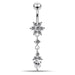 Moving Jeweled Flower Design Belly Ring - Monster Piercing