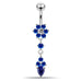 Moving Jeweled Flower Design Belly Ring - Monster Piercing