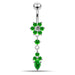 Moving Jeweled Flower Design Belly Ring - Monster Piercing