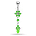 Moving Jeweled Flower Design Belly Ring - Monster Piercing