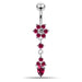 Moving Jeweled Flower Design Belly Ring - Monster Piercing