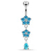 Moving Jeweled Double Flower Navel Ring - Monster Piercing