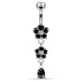 Moving Jeweled Double Flower Navel Ring - Monster Piercing