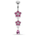 Moving Jeweled Double Flower Navel Ring - Monster Piercing