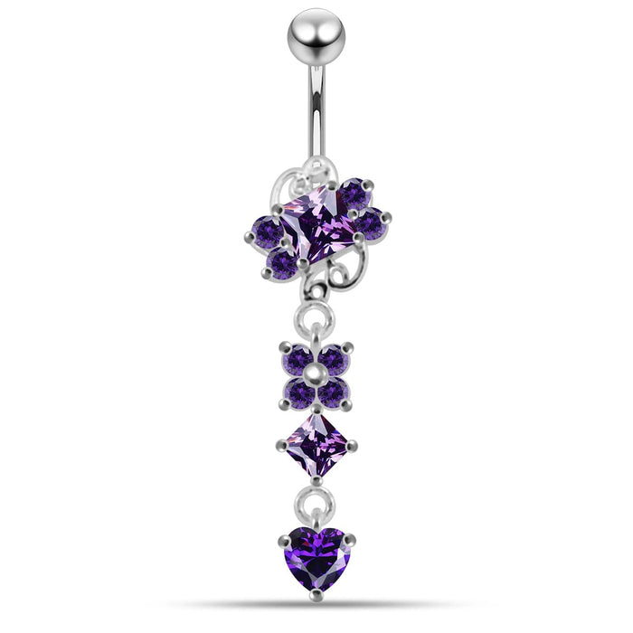 Moving Jeweled Fancy Belly Button Ring - Monster Piercing