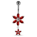 Moving Jeweled Flower Designed Belly Ring - Monster Piercing