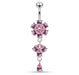 Moving Flower Designed Jeweled Navel Ring - Monster Piercing