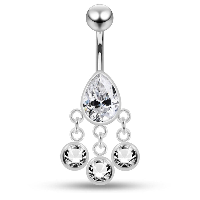 Dangling Jeweled Triple Circles Navel Ring - Monster Piercing