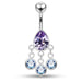 Dangling Jeweled Triple Circles Navel Ring - Monster Piercing