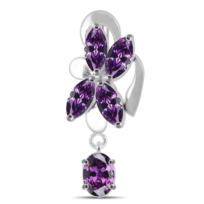 Hanging Jeweled Flower Belly Button Ring - Monster Piercing