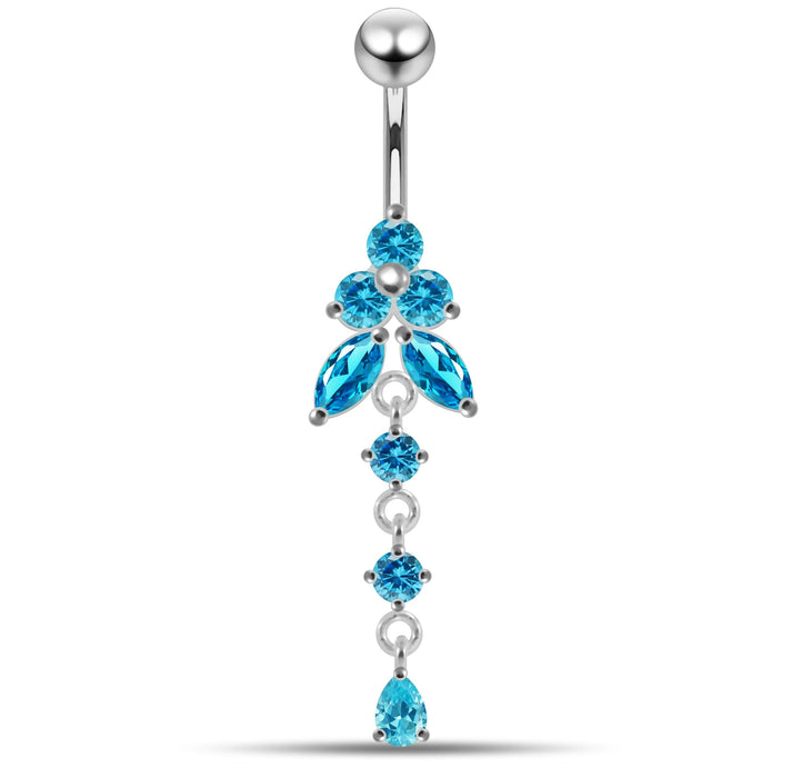 Moving Jeweled Flower Design Navel Body Jewelry - Monster Piercing