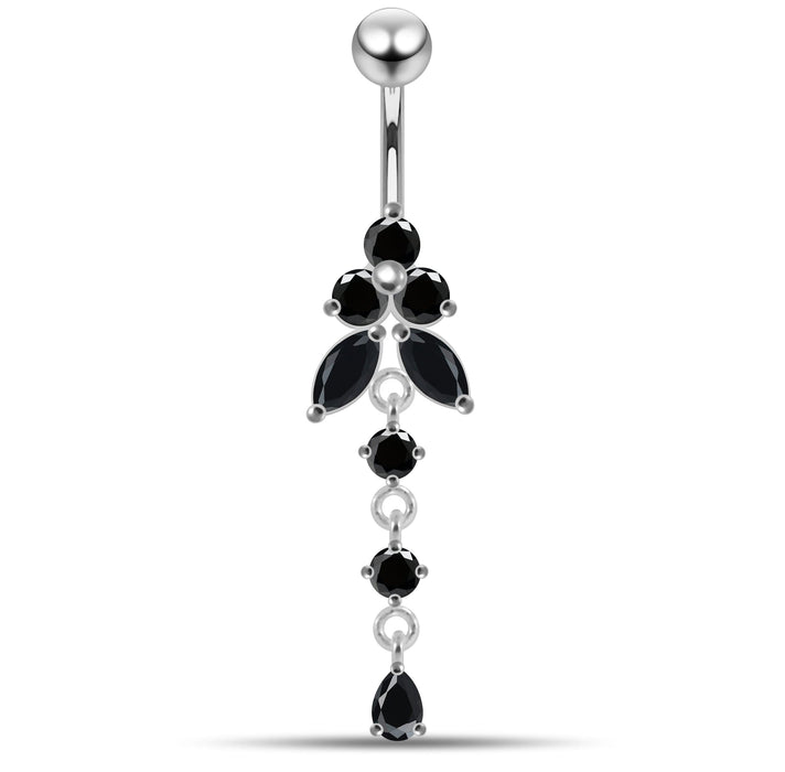 Moving Jeweled Flower Design Navel Body Jewelry - Monster Piercing