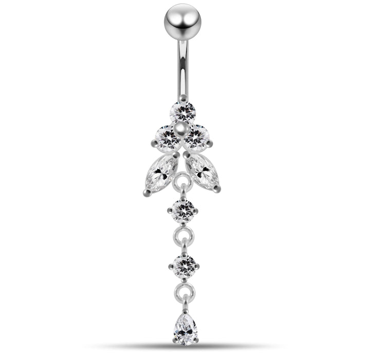 Moving Jeweled Flower Design Navel Body Jewelry - Monster Piercing