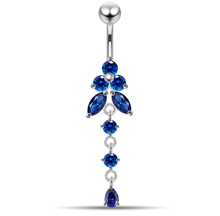 Moving Jeweled Flower Design Navel Body Jewelry - Monster Piercing